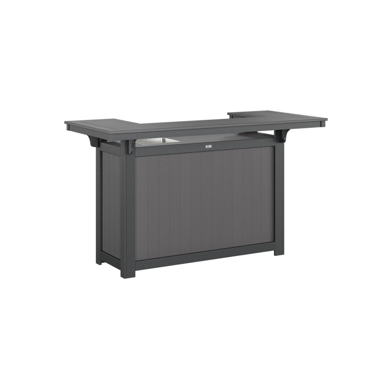 Outdoor Rectangle Bar Table, Smoke Gray, Black