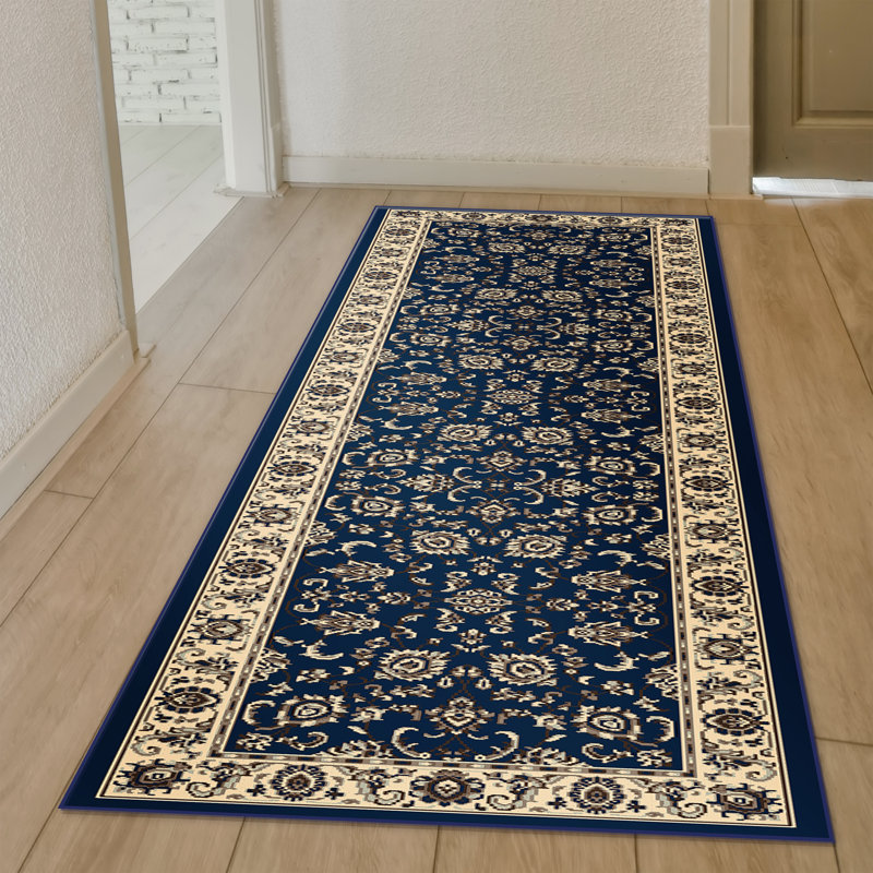 Tapis oriental traditionnel Weiser Denim, Tapis de couloir 2 pi 2 po x 7 pi 7 po