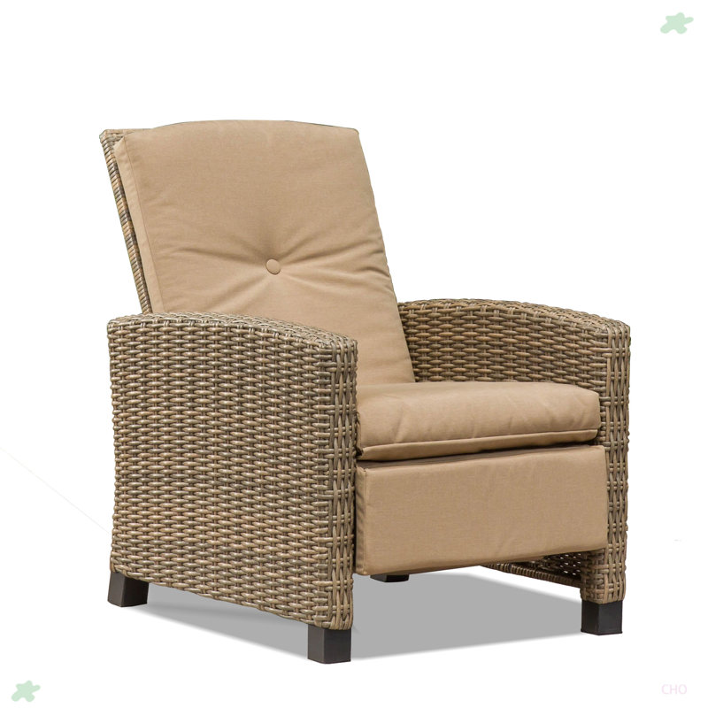 Fauteuil inclinable intérieur et extérieur en osier toutes saisons, Kaki