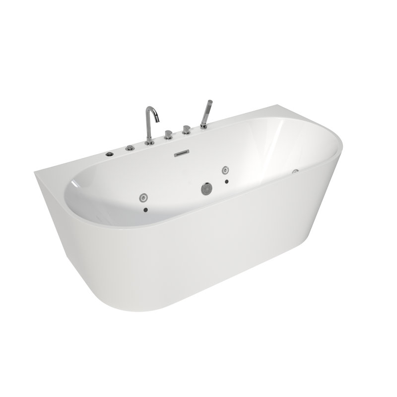 Baignoire tourbillon en acrylique 63 po avec interrupteur à air, jets, éclairage DEL et robinet à 4 trous