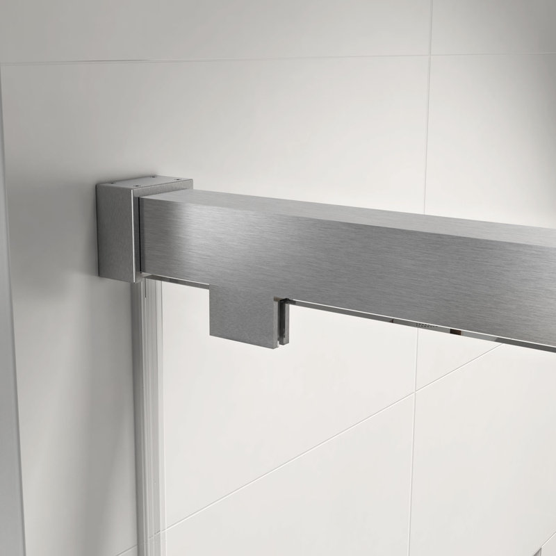 48'' W 76'' H Semi-Frameless Rectangle Reversible Shower Enclosure, Nickel