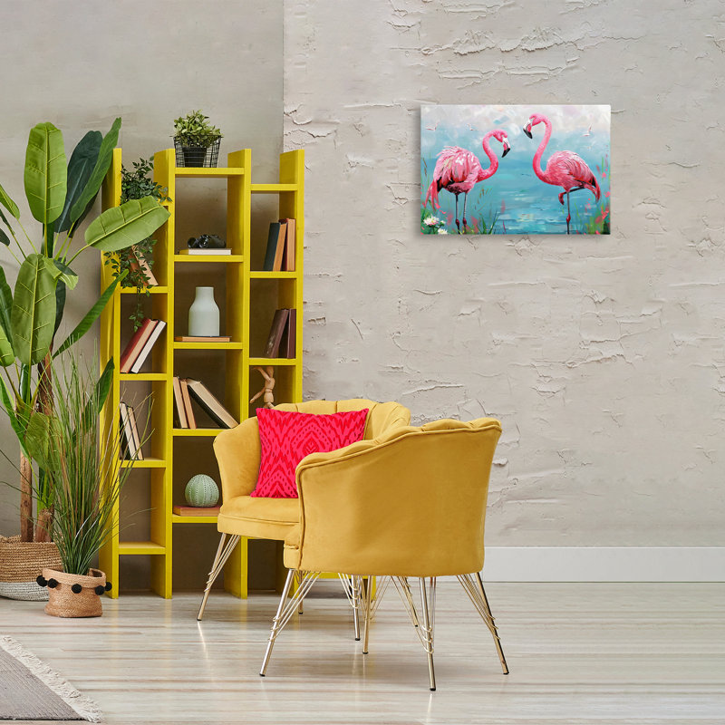 Toile Flamingo Lagoon Duo, design par LSR Design Studio, H 16 po x l 24 po