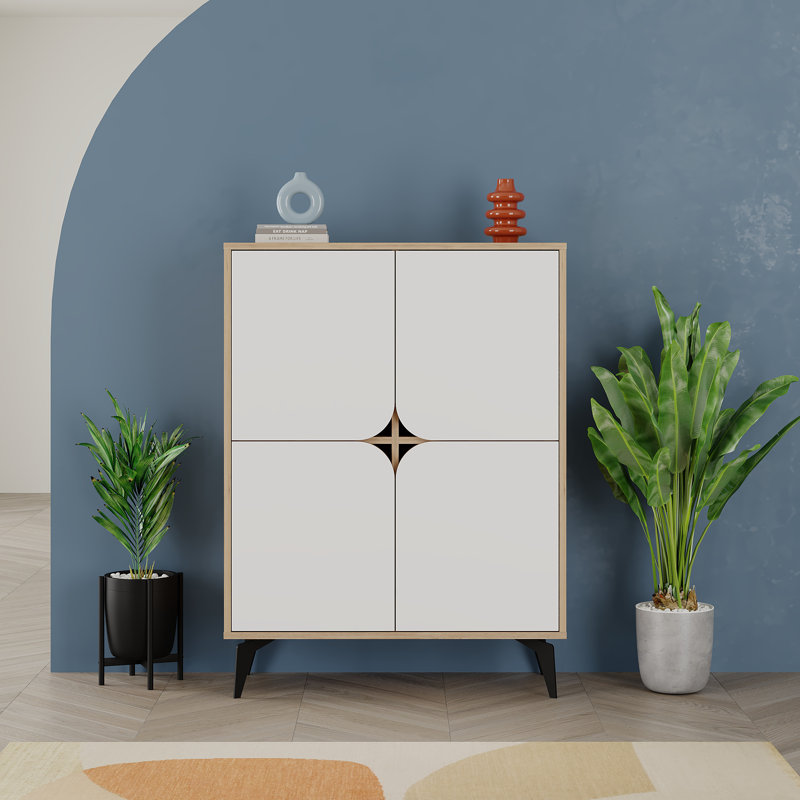 Purtee 4 - Door Square Accent Cabinet, White