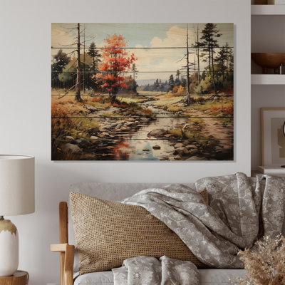Forêt, montagnes Adirondack - impression sans cadre sur bois