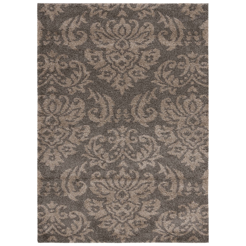 Tapis floral fumé / beige Ellyona