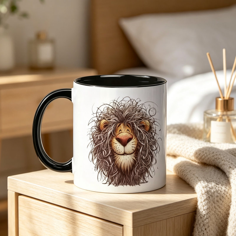 1pc Novelty Lion Face Mug Coffee Cup Juice Cup Fun Gift.