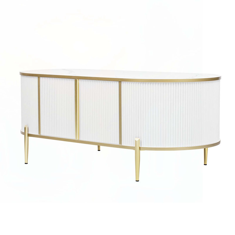 Coffee Table, White/Gold, White