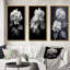 «Black White Hydrangea Blooming», 3 pièces sur toile-14837106-14837104
