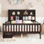 Lit plateforme en bois avec tableau noir, tiroirs et tablettes de rangement, meubles pour enfants peu encombrants