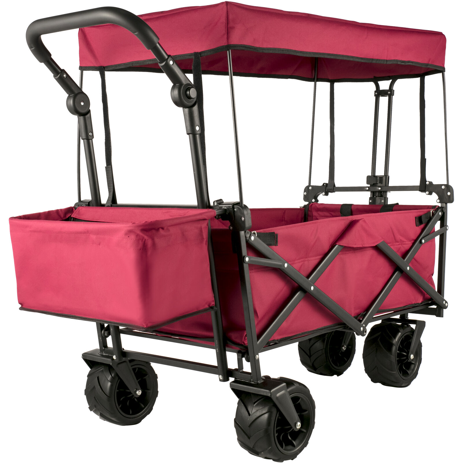 Outsunny Folding Wagon Cart, Outdoor Utility Wagon Heavy Duty