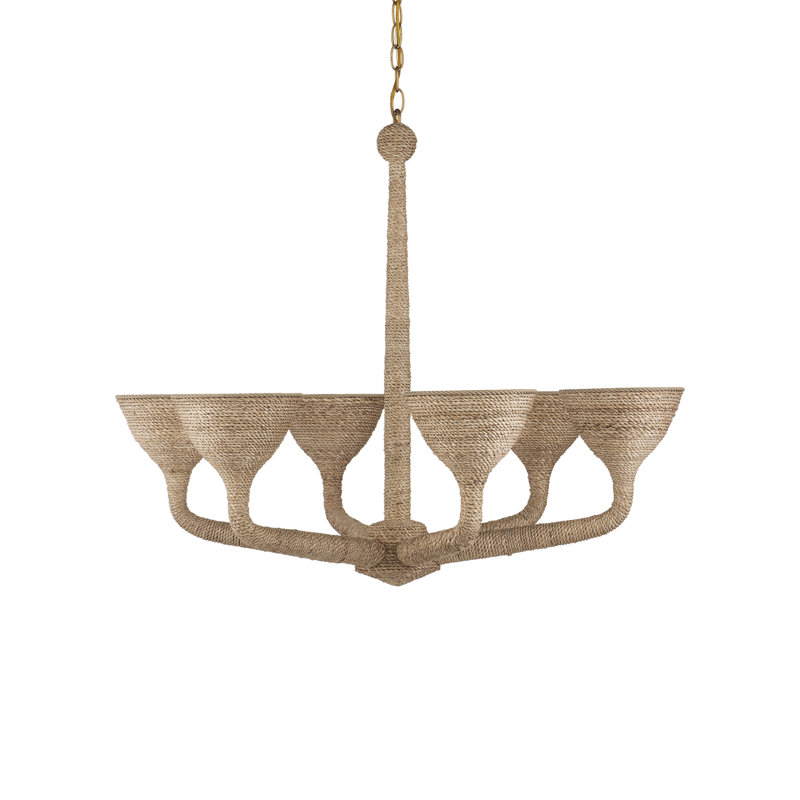 Marbella 6 - Light Abaca Rope/Wrought Iron Chandelier