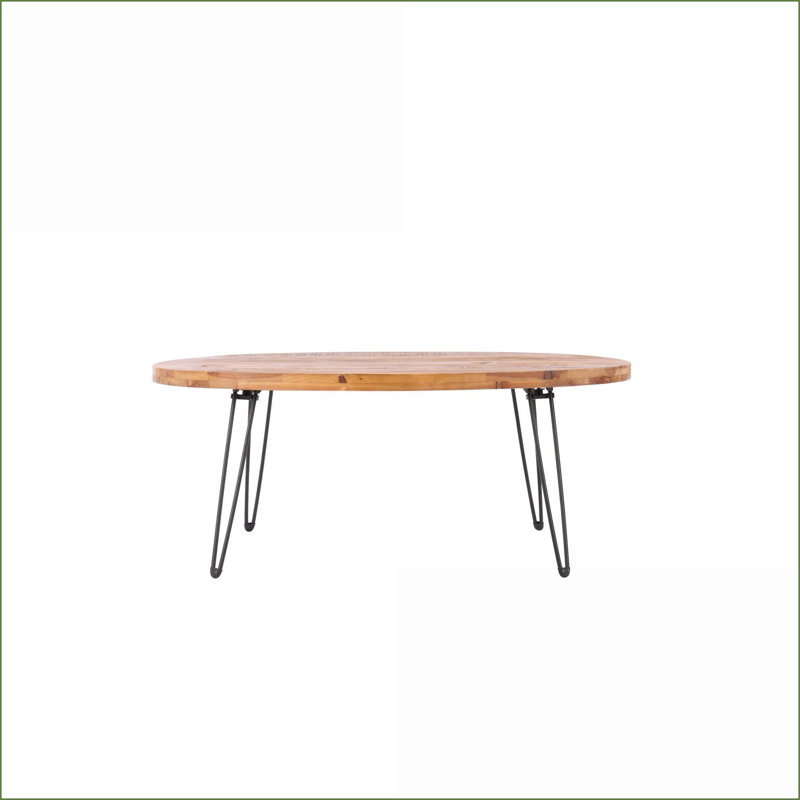 Table basse pliante ovale en bois récupéré pour le salon, style naturel peu encombrant