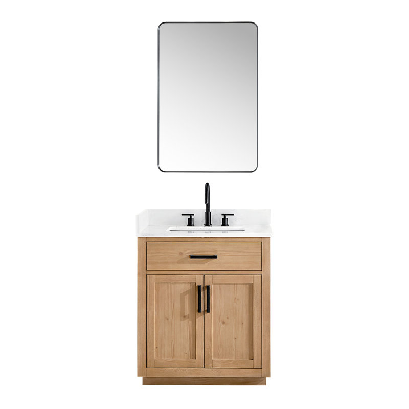 Ensemble de meuble-lavabo simple 30 po brun clair avec grain Dejean