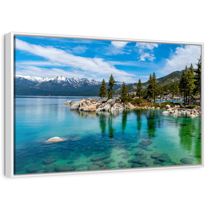 Green Lake Tahoe, Cadre flottant blanc, 37 po x 25 po