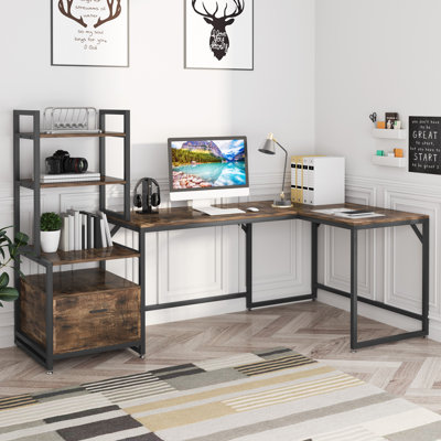 Bureau en L avec bibliothèque Dominice