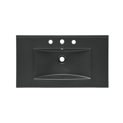 Plan de toilette à trois trous de 76 cm (30 po) en noir mat