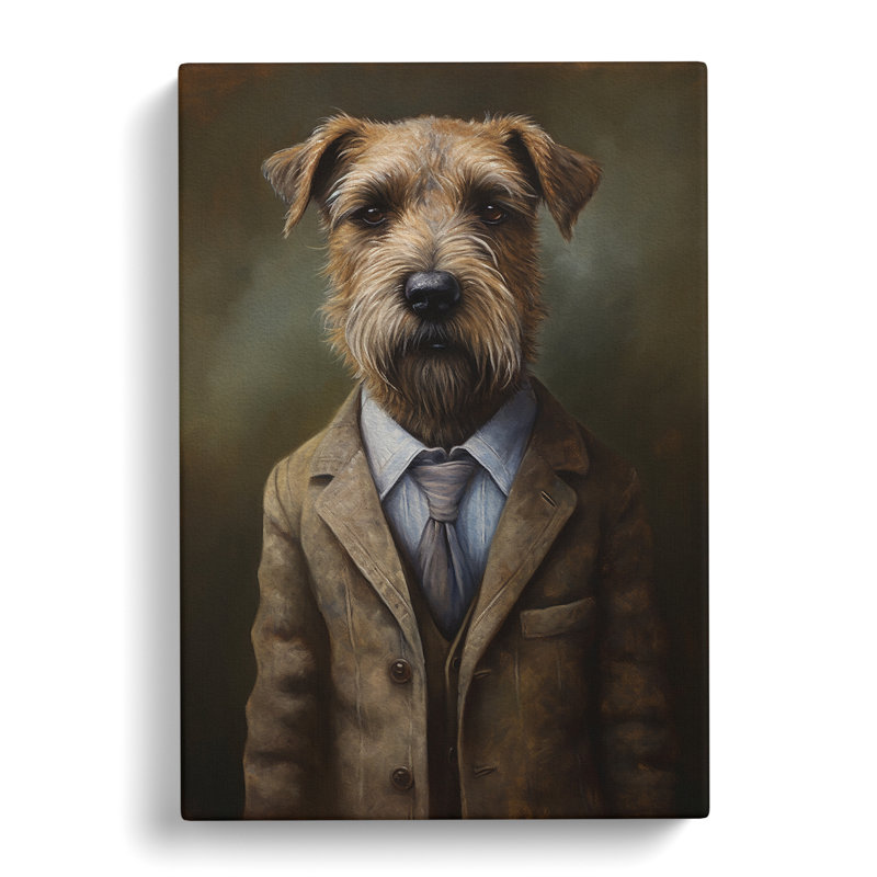 Border Terrier In A Suit No.2 - Print on Canvas, 50cm H x 35cm W x 3cm D