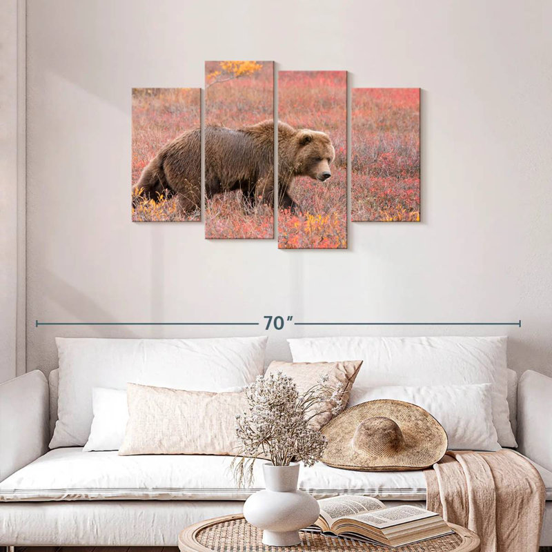 Alaskan Meadow Grizzly Bear, H 27 po x l 43 po