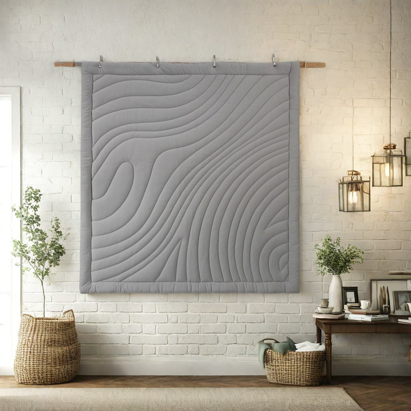 Ensembles de literie gris moderne, édredon en polyester avec motif matelassé pour la maison