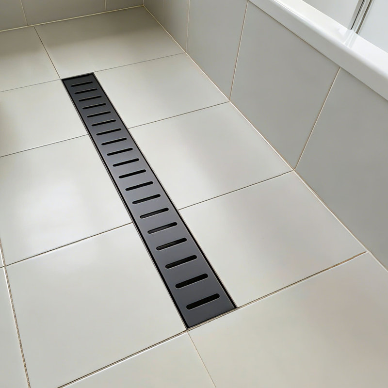24 Inch Linear Shower Drain With Removable Capsule Pattern Grate Stainless Steel Shower Floor Drain Rectangular Bathroom Drain With Adjustable Leveling Feet And Hair Strainer
