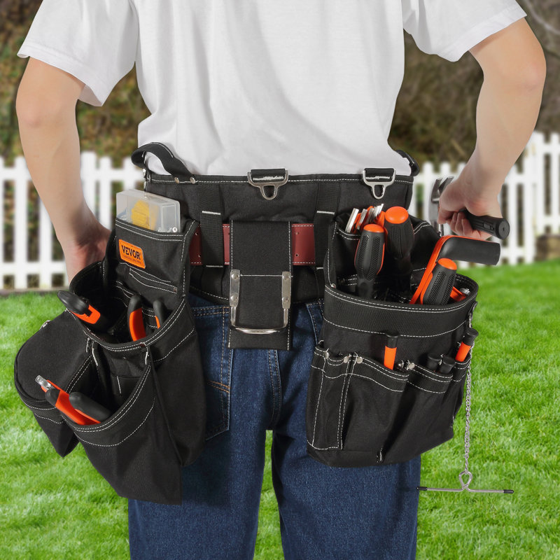 Tool Belt, 32 Pockets, Adjusts from 32 Inches to 54 Inches, Nylon Heavy Duty Tool Pouch Bag