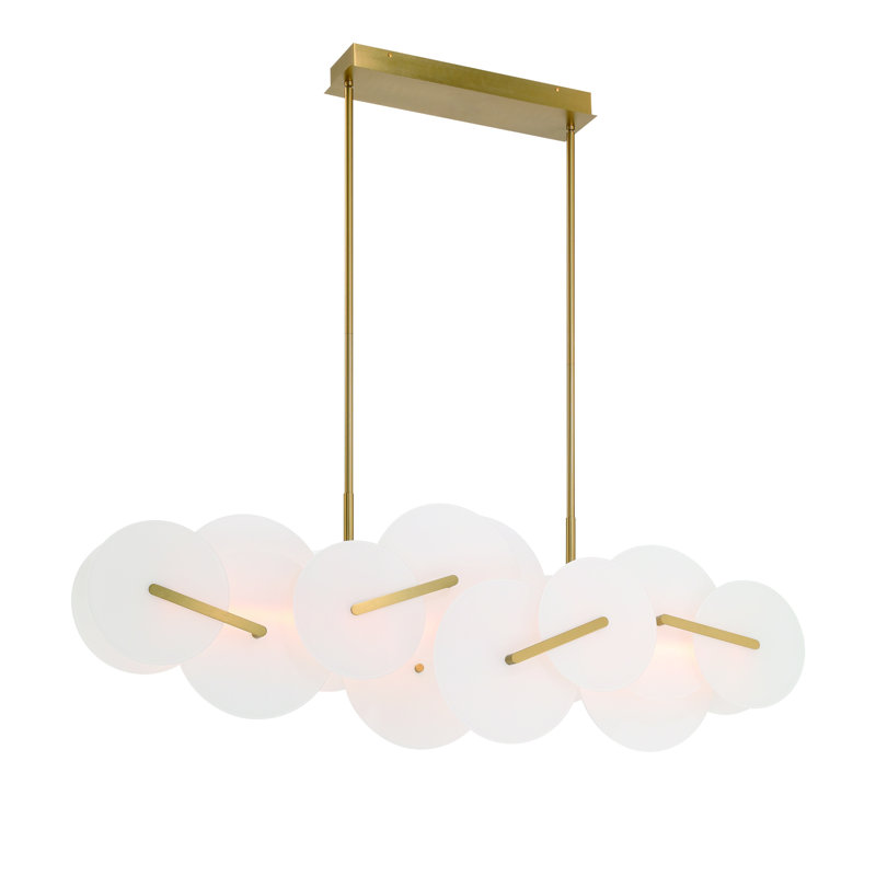Nuvola Dimmable LED Modern Linear Chandelier, Brushed Gold