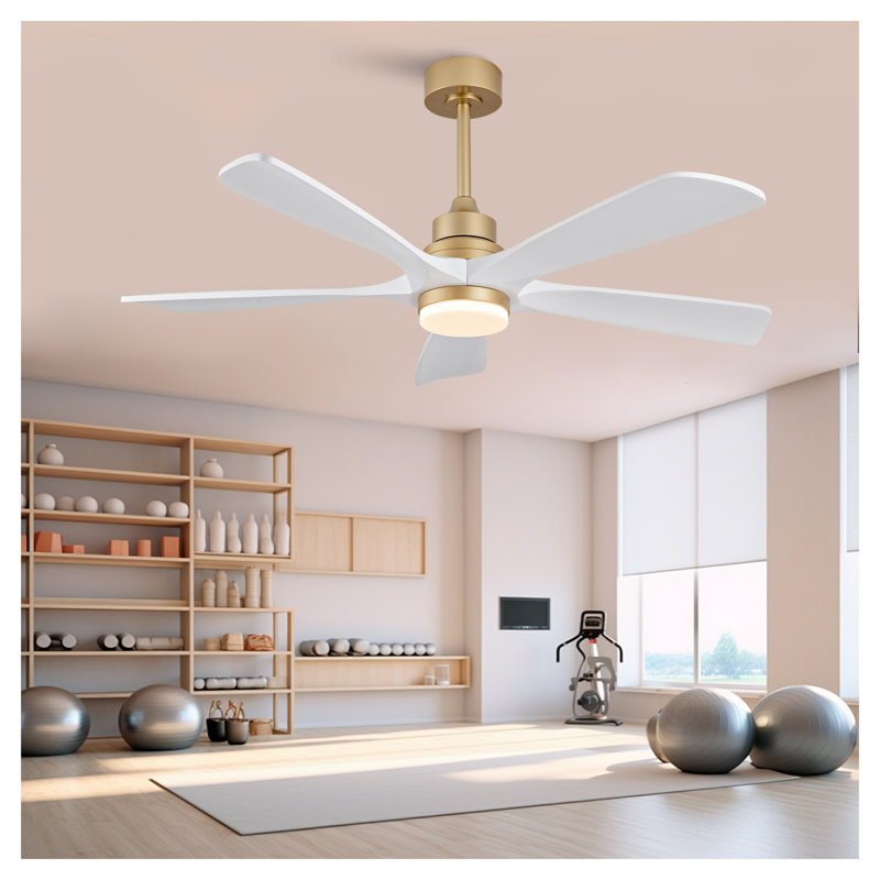 52 Inch Modern Ceiling Fan with Lights and Remote Control - Solid Wood Blades, Dimmable LED, Reversible DC Motor for Bedroom Living Room