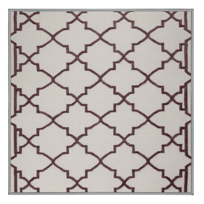 Machine Washable Trellis Grey Area Rug