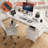 47" Computer Desk With Power Outlet,Monitor Stands,Shelves, Office Desk/Writing Table/Gaming Desk With Drawers,Large Side Pocket And Hooks,Easy To Assemble,Frame Stability Reversible-166870801