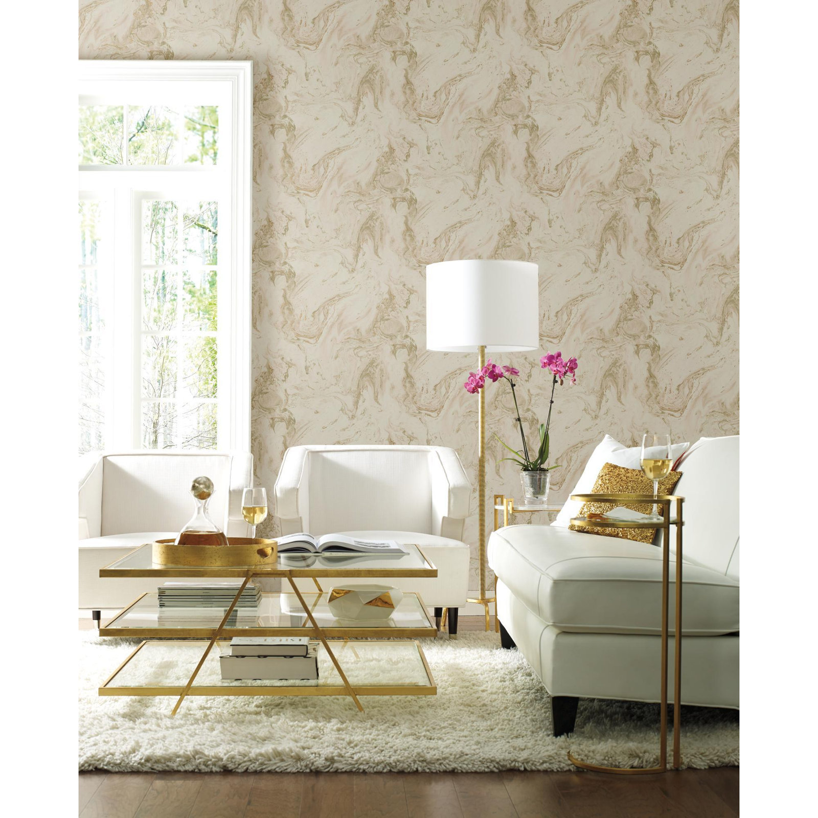 Modern Abstract Wallpaper, Blush/Glint