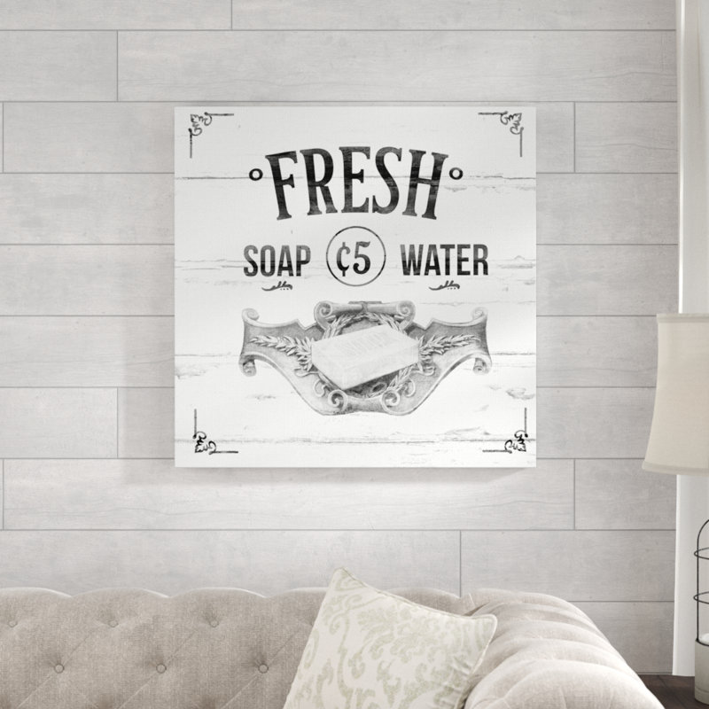 «Fresh Soap Bathroom Rustic Gray», reproduction d'art textuel, Toile tendue, H 30 po x l 30 po x P 1,5 po