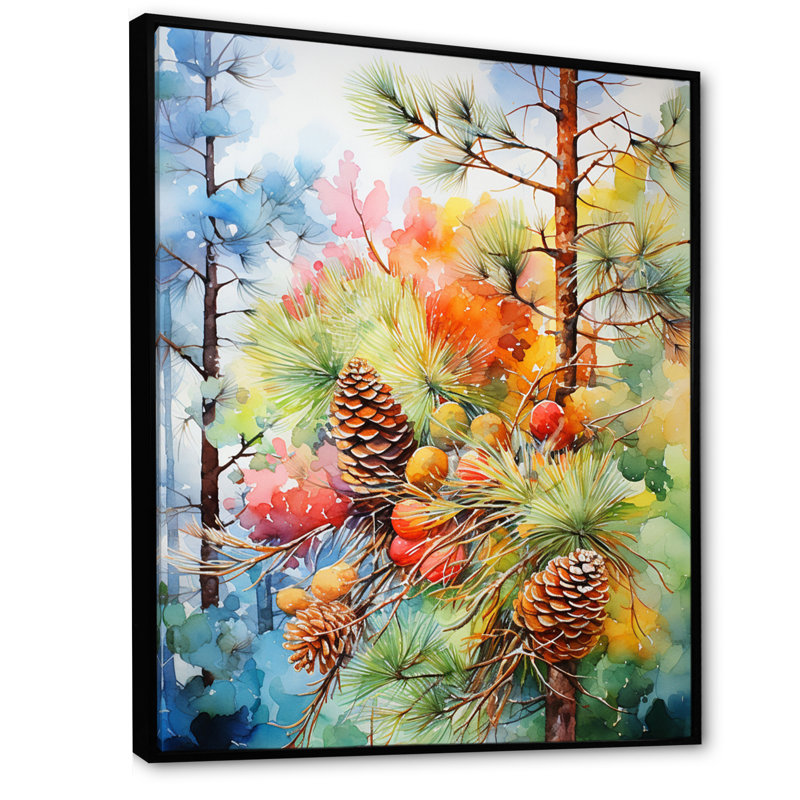 «Pine Tree Autumn Symphony II», reproduction sur toile, Cadre flottant noir, H 20 po x l 12 po x P 1 po