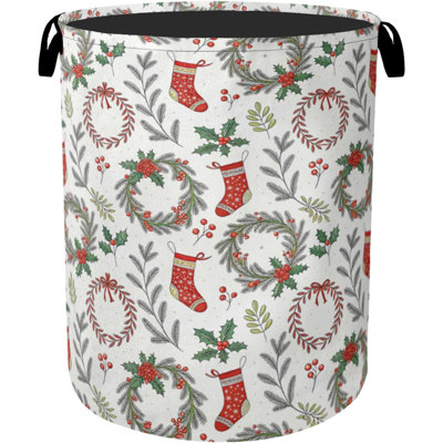 Christmas Foldable Laundry Hamper Waterproof Fabric Storage Basket With Handles Clothes Hampers For Laundry Bedroom Dorm