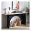 Console moderne minimaliste avec base en arche noire et plateau en bois naturel, console en bois de 66 po