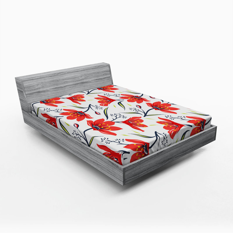 Microfiber Floral Fitted Sheet, Queen Fitted Sheet