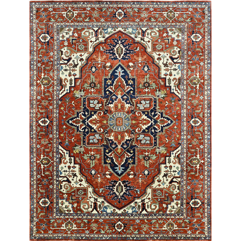 Tapis rectangulaire en laine noué à la main, Rectangle 12 pi x 15 pi