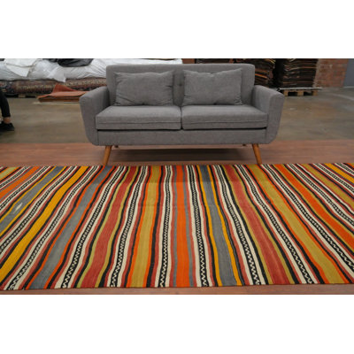 Tapis rayé en laine 5 x 11