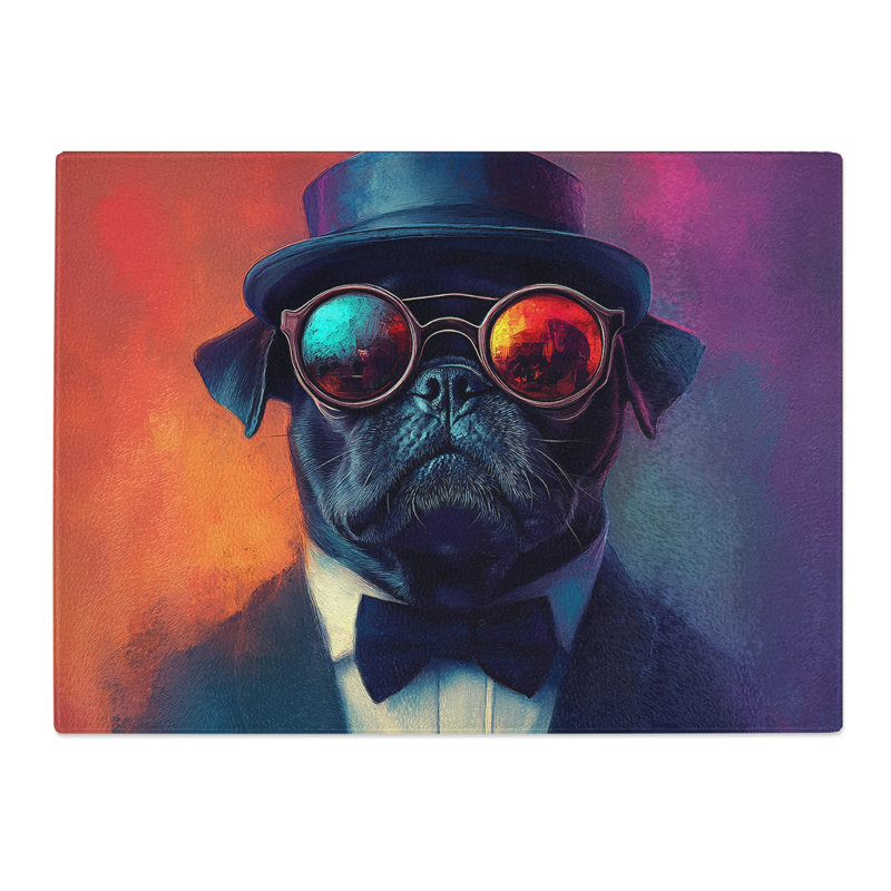 Pug Design Dog  Glass Chopping Board