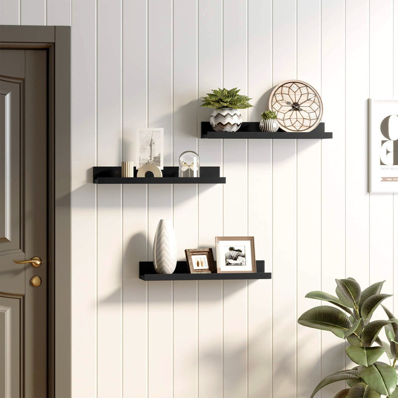 Ifeanyi 3 Piece Picture Ledge Wall Shelf, Black