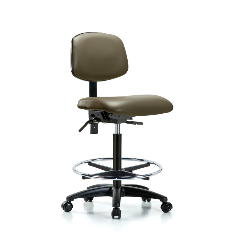 Chaise de travail en vinyle Lakel, Roulettes, Non, Taupe
