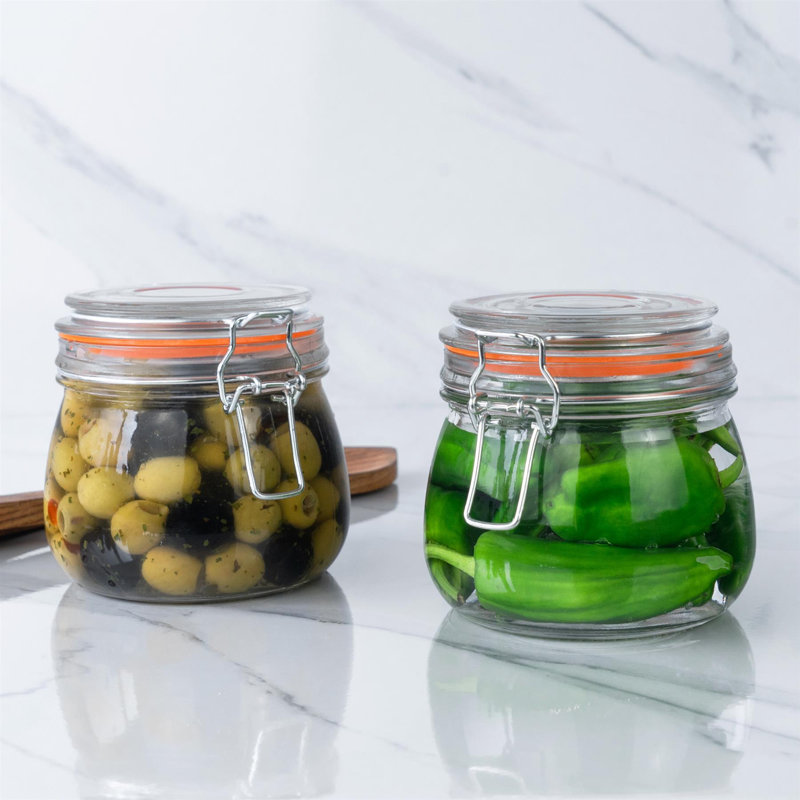 Argon Tableware - Glass Storage Jars, Clear/Orange