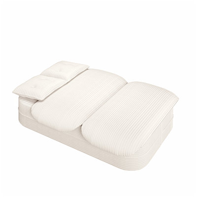 78.7" Modern Convertible Sleeper Sofa Bed with Blanket, 2-in-1 Floor Sofa Couch, Plush Corduroy Loveseat for Living Room & Bedroom