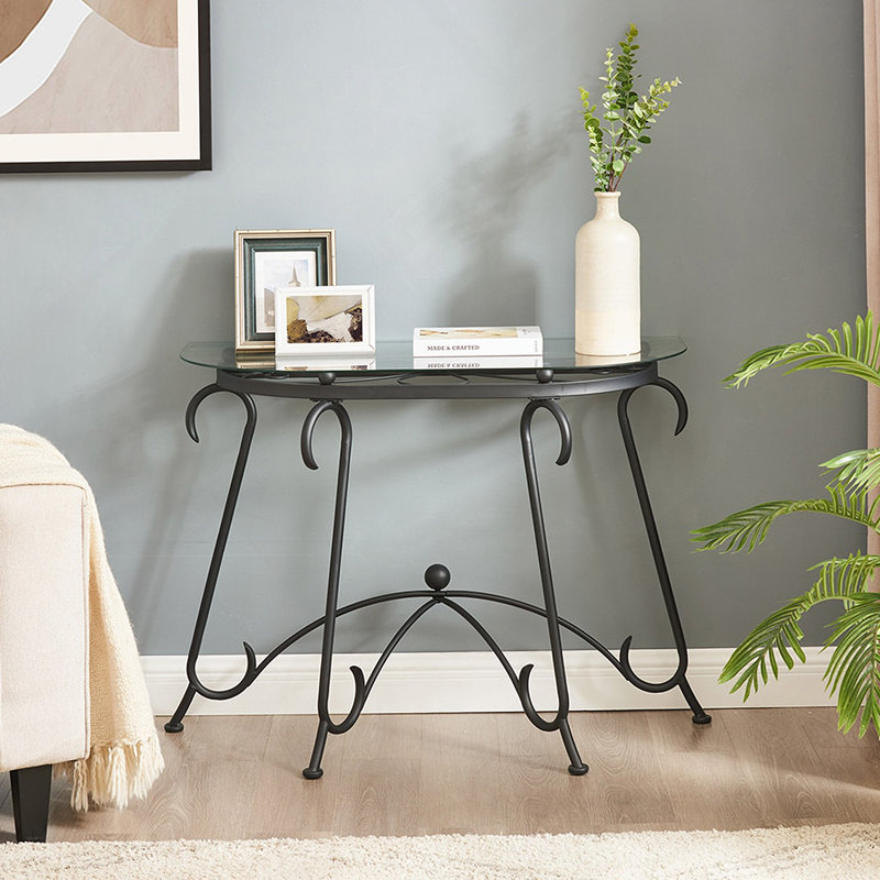 Tempered Glass Surface Console Table Coffee Table with Sturdy Construction for Living Room