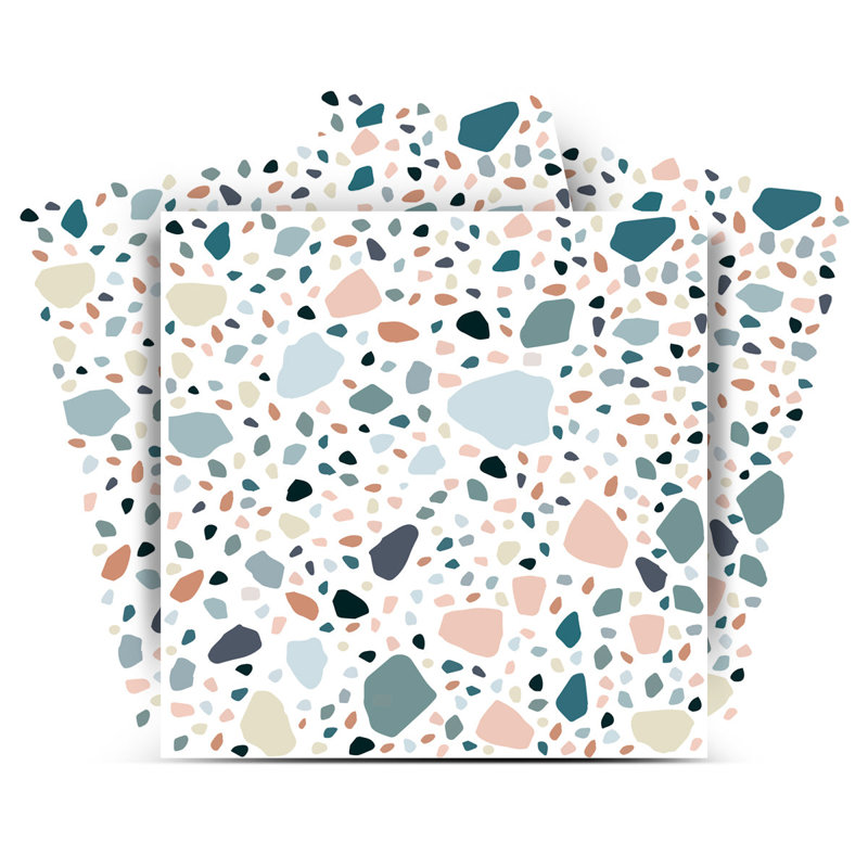 Carreau de mosaïque auto-adhésif en vinyle l 8 po x L 8 po, Blanc Terrazzo