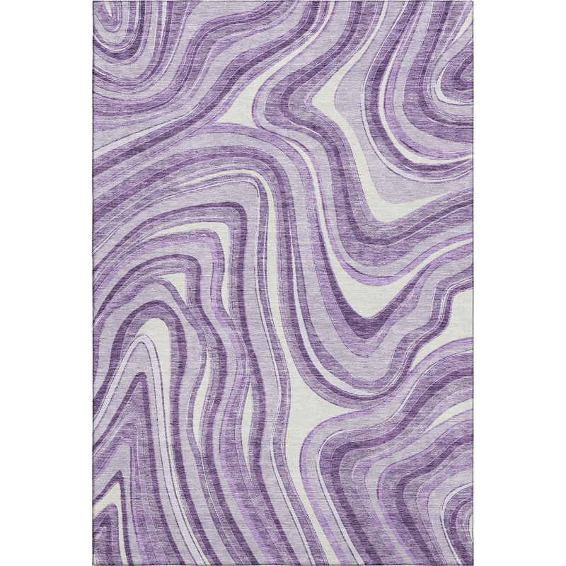 Premium Machine Washable Prisco Lavender Rug, Rectangle 3' x 5'