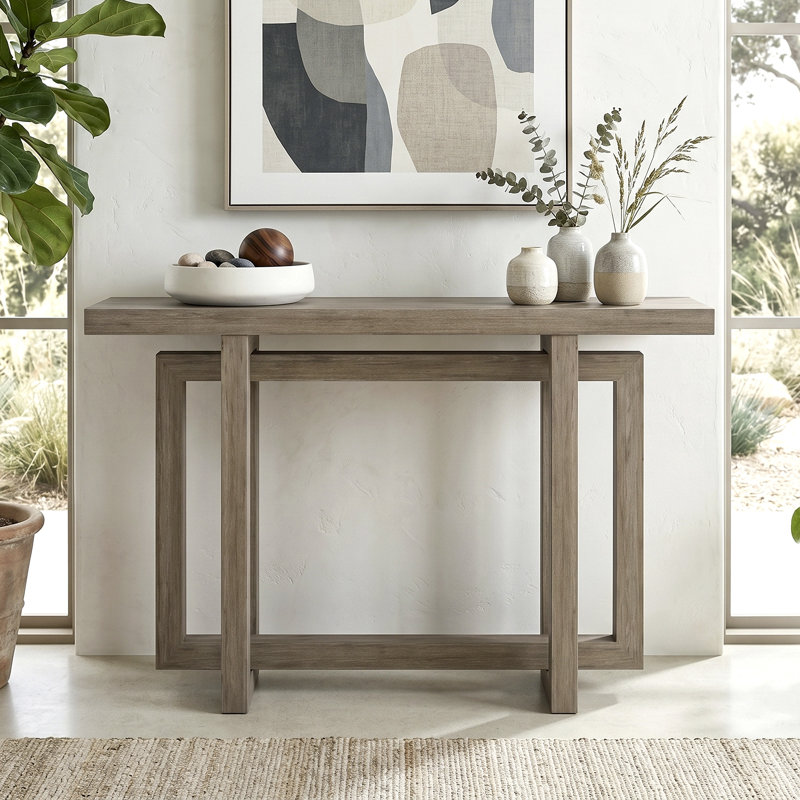 Breslow 44" Wide Rectangular Console Table in Antiqued Gray Oak, Antiqued Gray Oak, 29.5" H x 44" W x 10" D