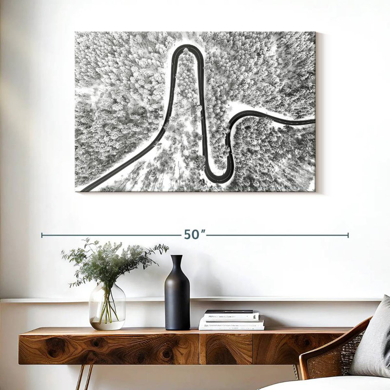 Mehar Road In Snow Forest, 26" H x 39" W