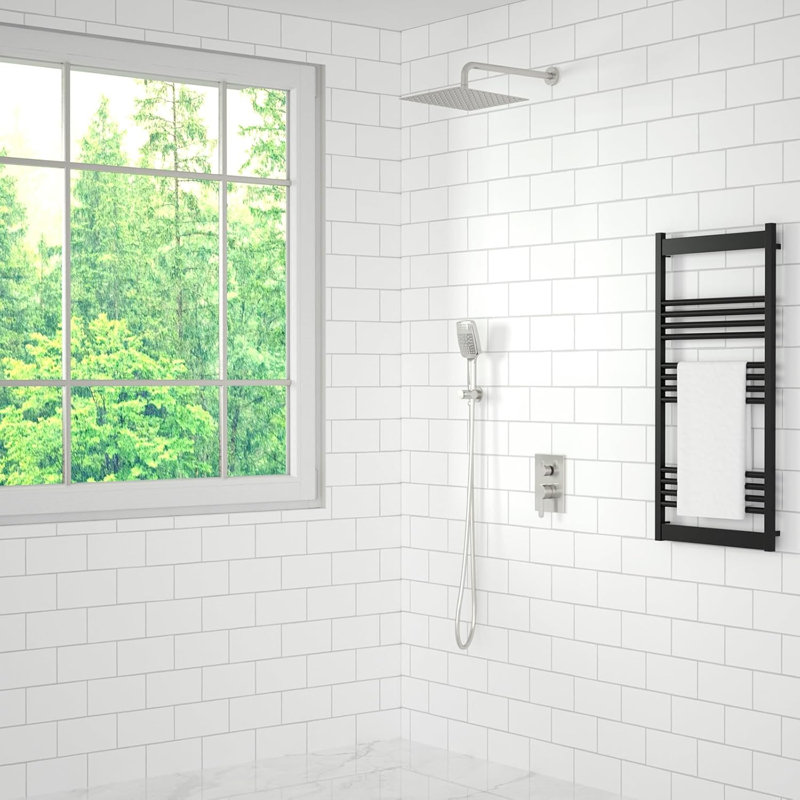 12 Inch Rain Shower System With 6-Function Handheld Shower Head - Pressure Balance Valve Kit - High Pressure Stainless Steel Bathroom Shower Faucet Set - Cupc Certified
