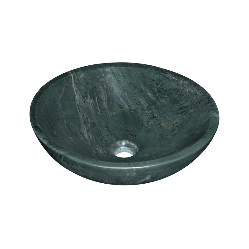 Green Natural Marble Bathroom Vessel Sink, Green