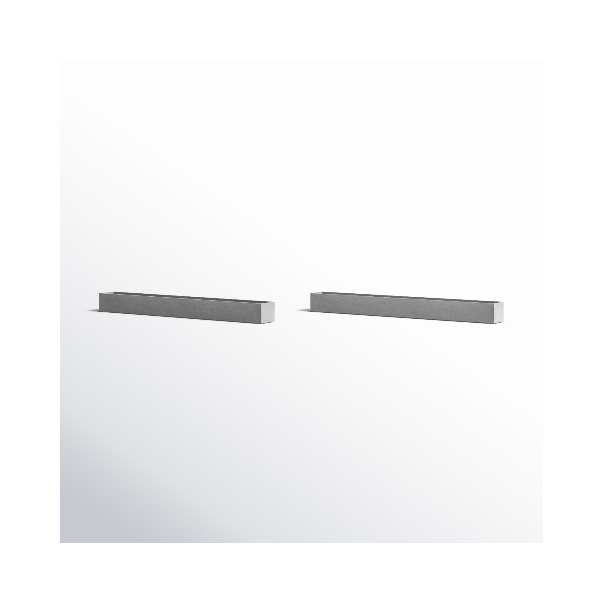 Geo Series Plastic Planter Box, Gray, Set of 2, 3" H x 32" W x 3.5" D